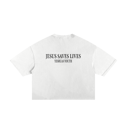 DESCRIPTION OF JESUS FRAYED BOXY TEE (WHITE)